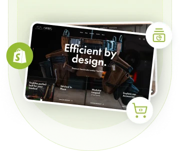 Shopify store services showcase with tablet display